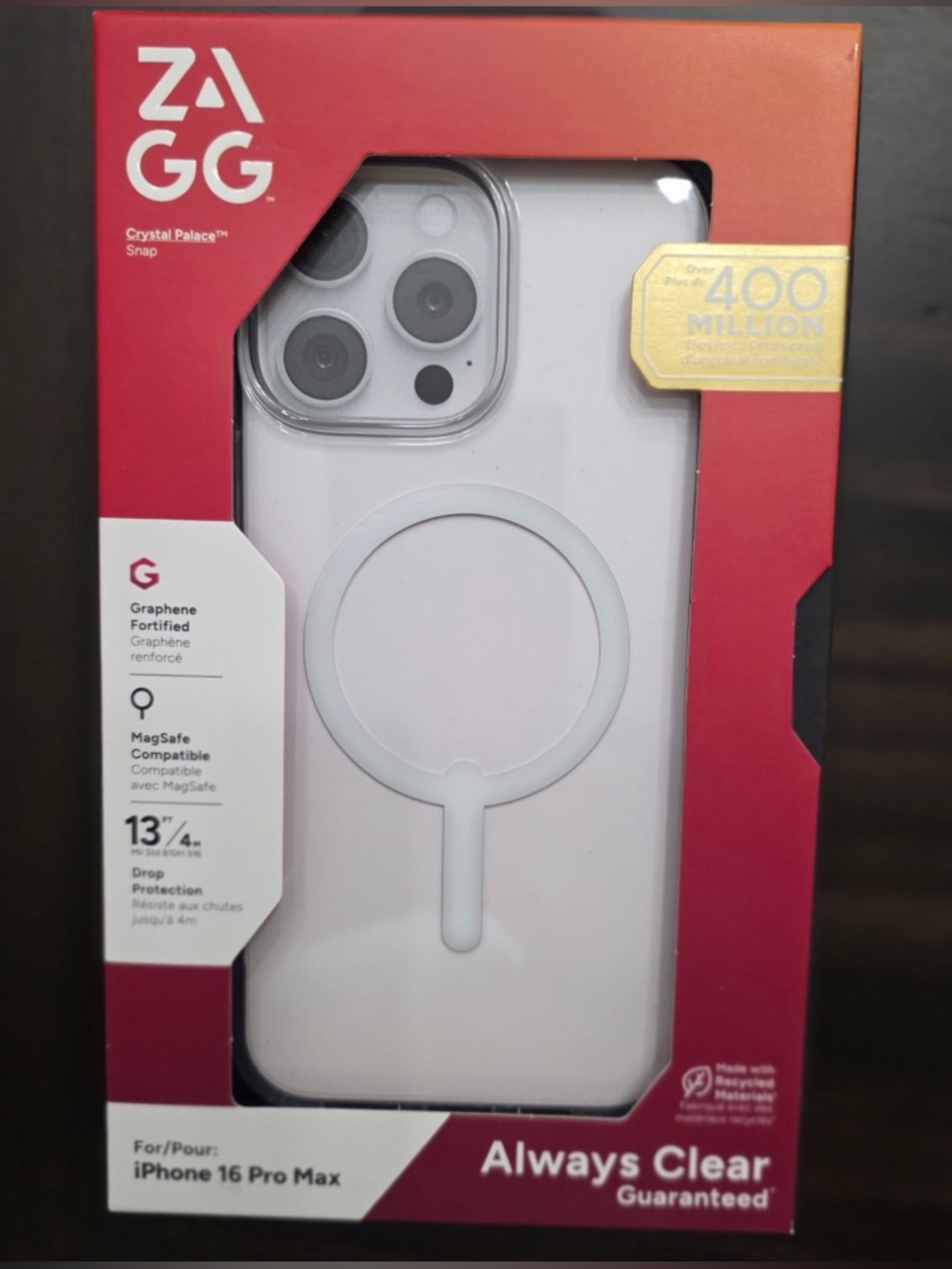 ZAGG Crystal Palace Snap MagSafe Clear Case for iPhone 16 Pro Max — Always Clear